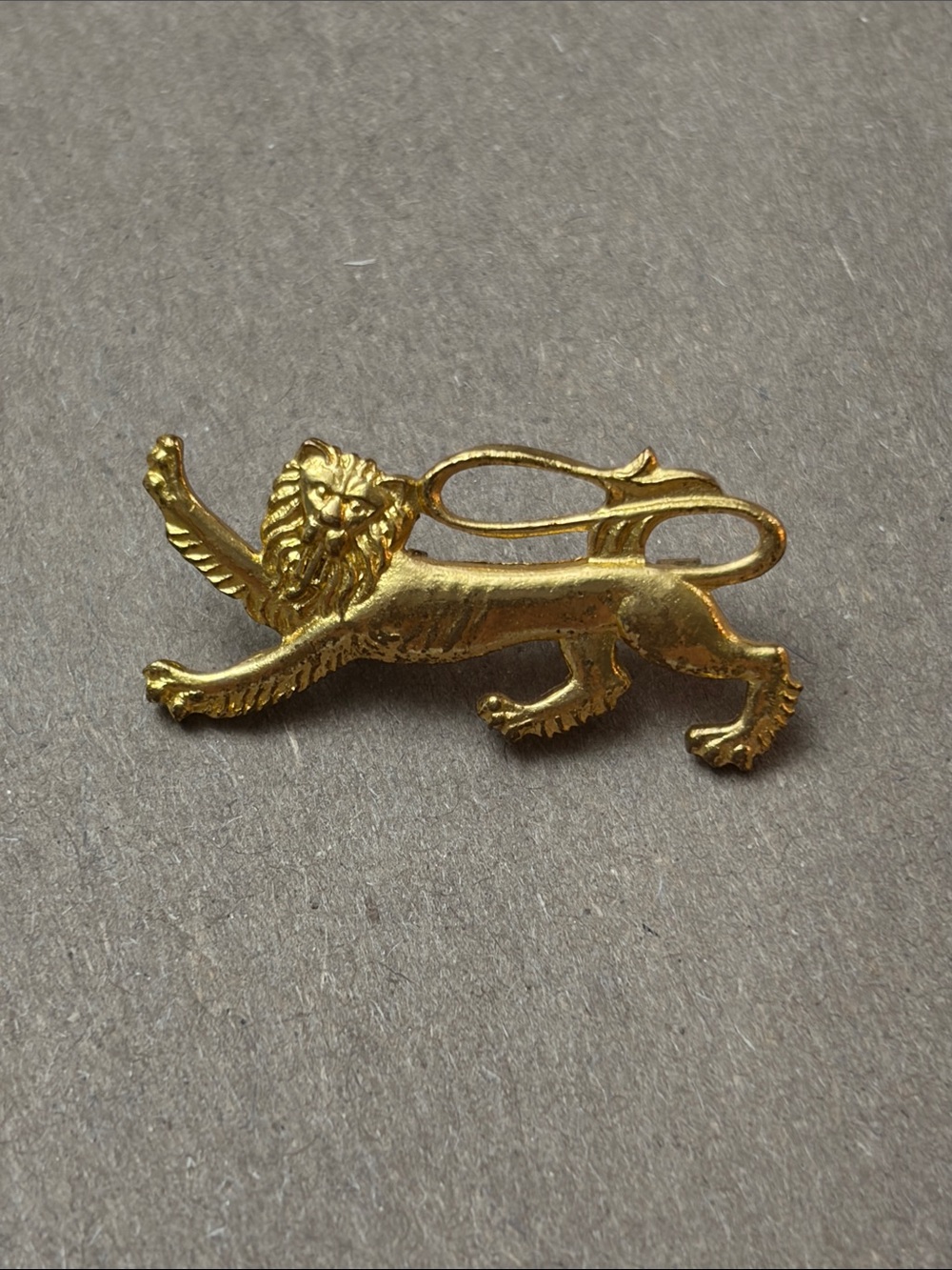 1970s Gold Tone Lion Pin / B.I.R.U.T RUGBY Vintage Accessory
